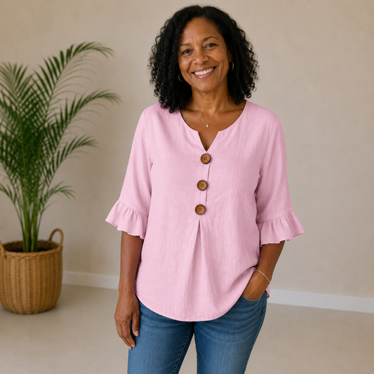 Ava | Ruffle Button Blouse