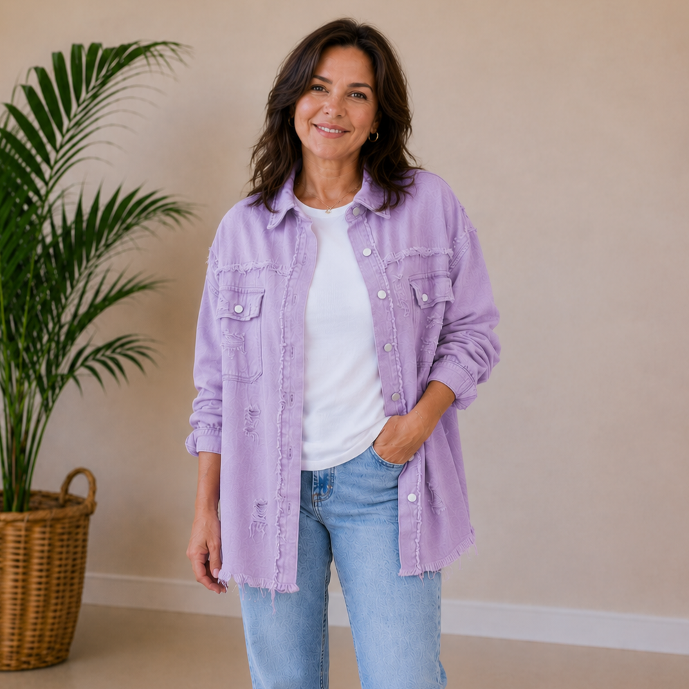 Kara | Oversized Frayed Denim Jacket