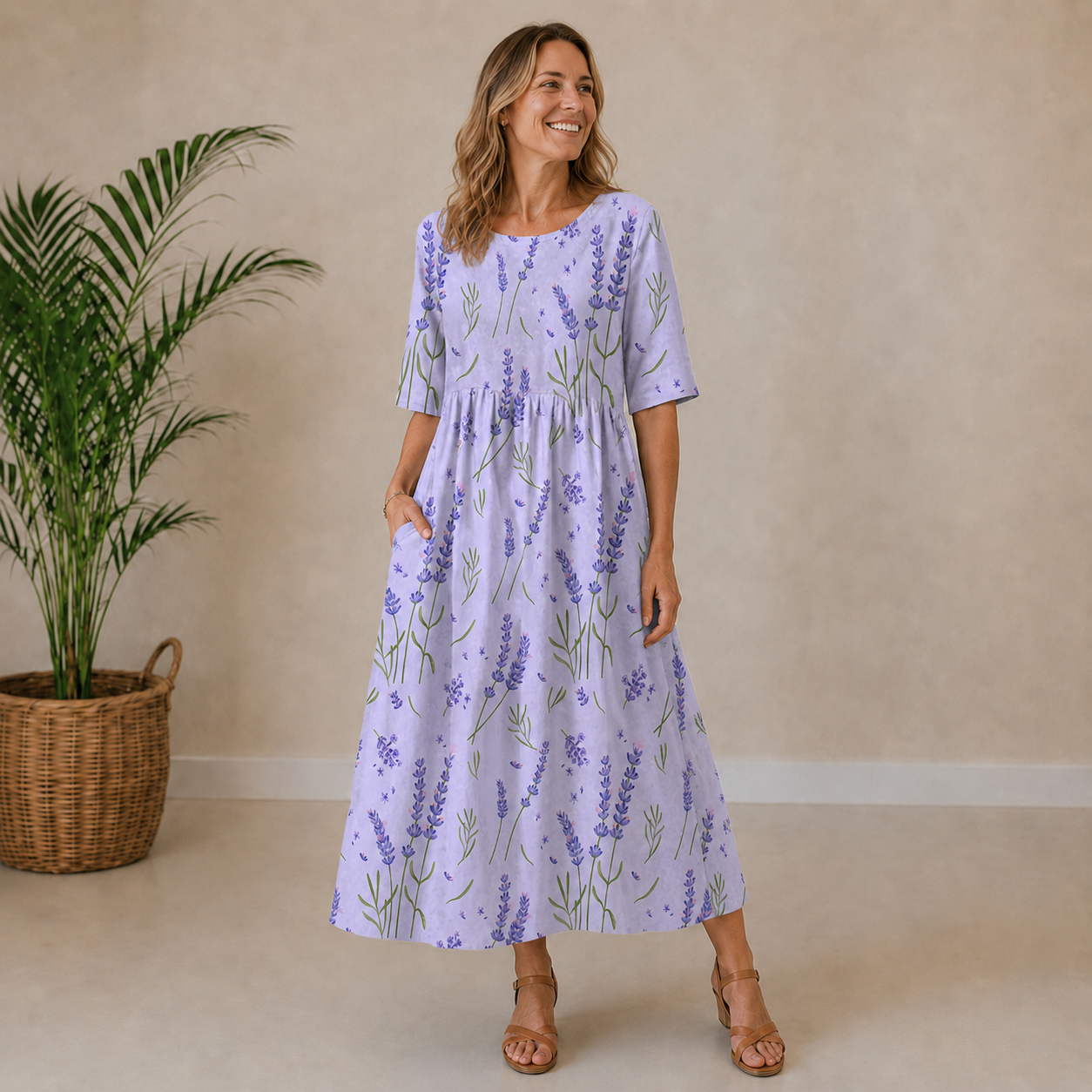 Eliza | Soft Floral Midi Dress