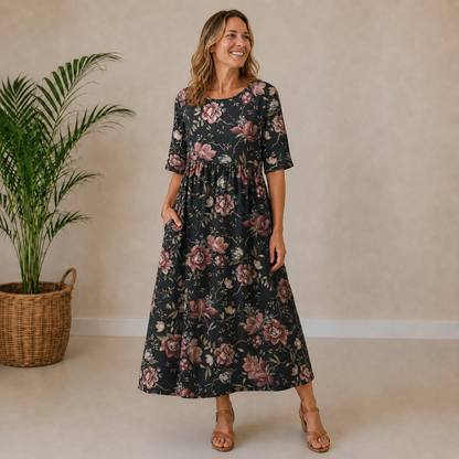 Eliza | Soft Floral Midi Dress