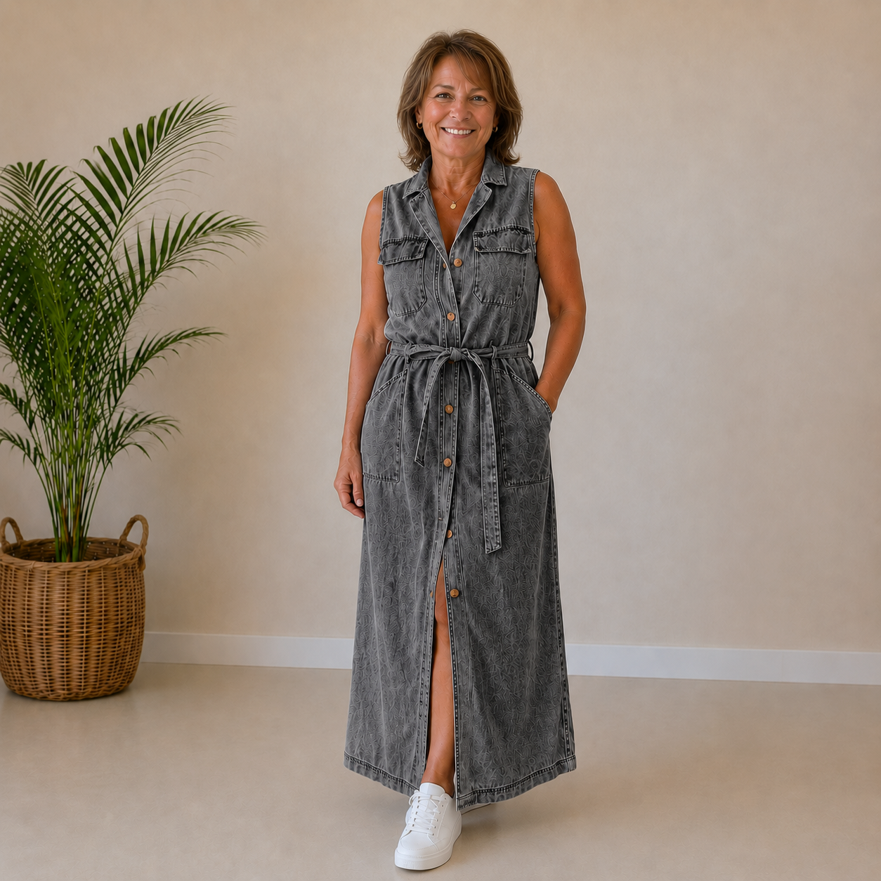 Evelyn | Sleeveless Denim Dress