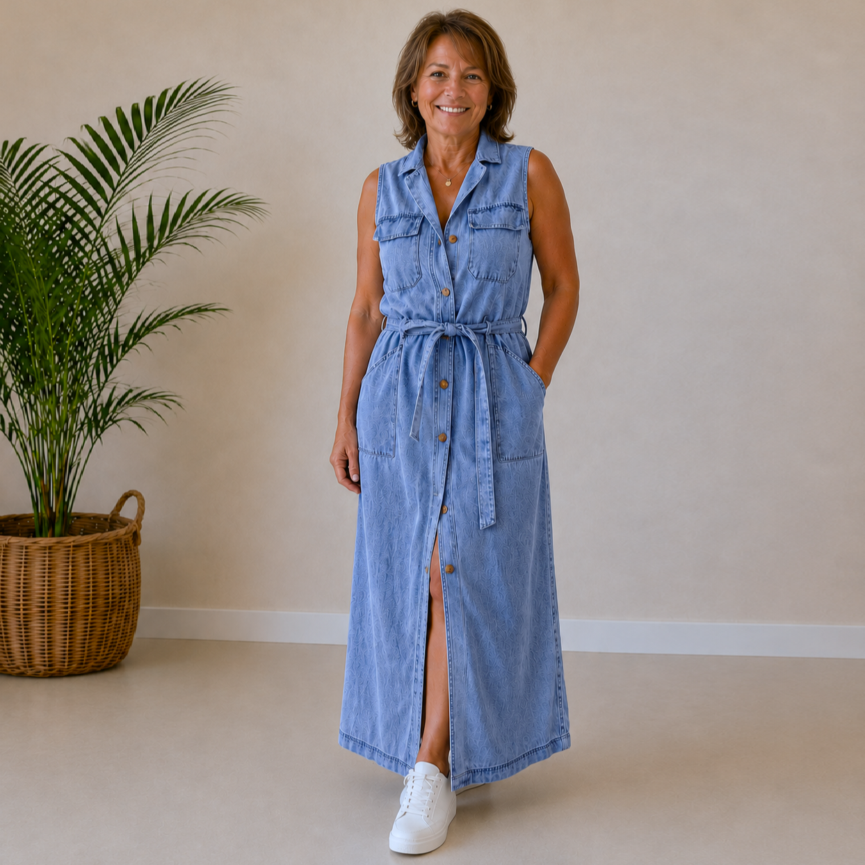 Evelyn | Sleeveless Denim Dress