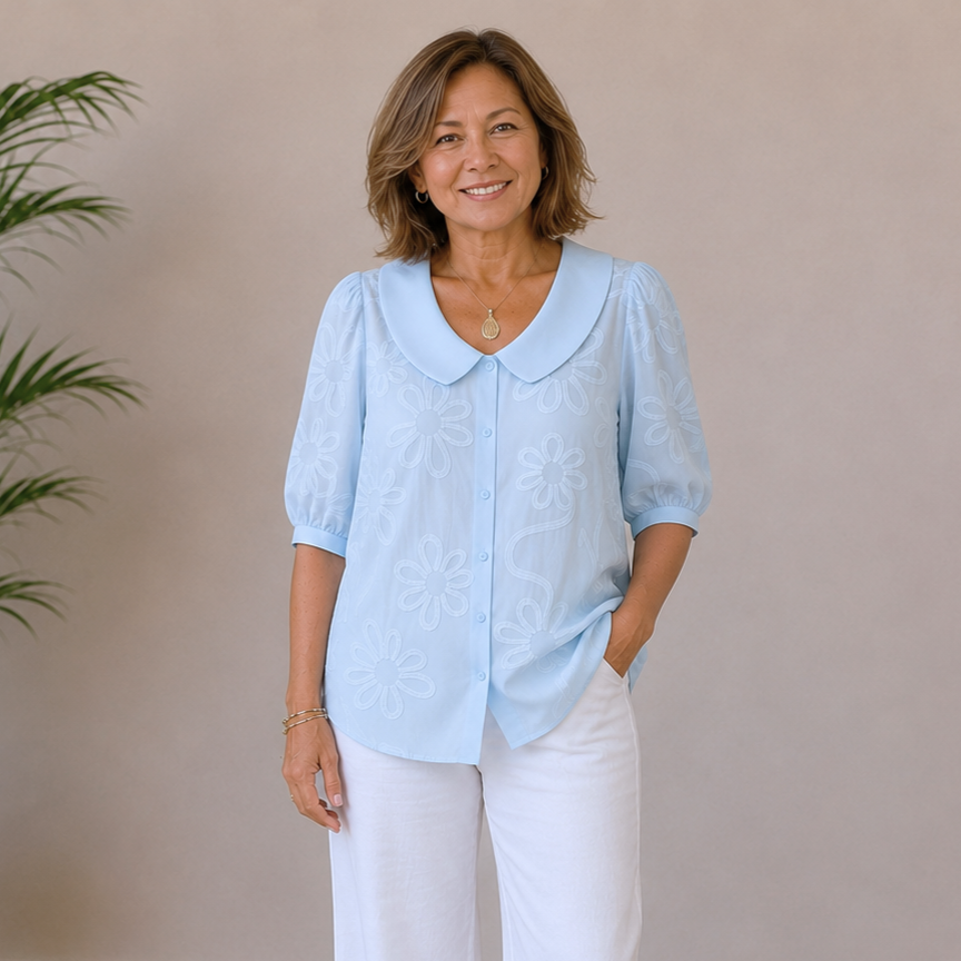 Daisy | Embroidered Flower Blouse
