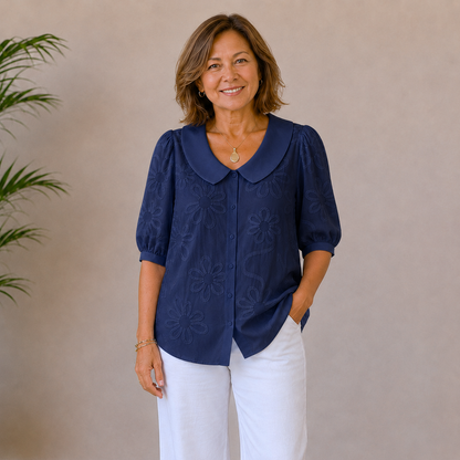 Daisy | Embroidered Flower Blouse