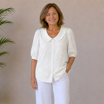 Daisy | Embroidered Flower Blouse
