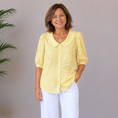 Daisy | Embroidered Flower Blouse