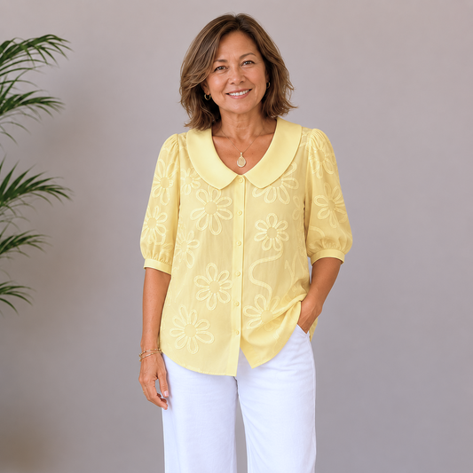 Daisy | Embroidered Flower Blouse