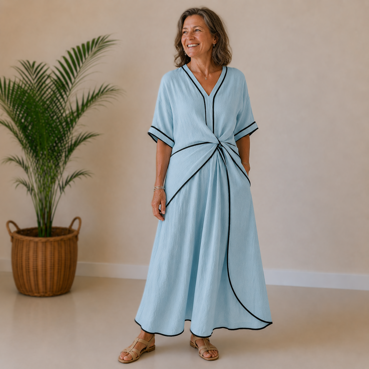 Celeste | Contrast Trim Midi Dress