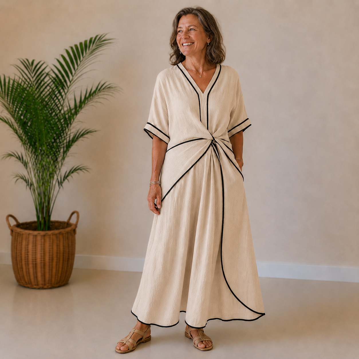Celeste | Contrast Trim Midi Dress