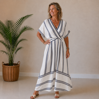 Aura | Striped Wrap Maxi Dress