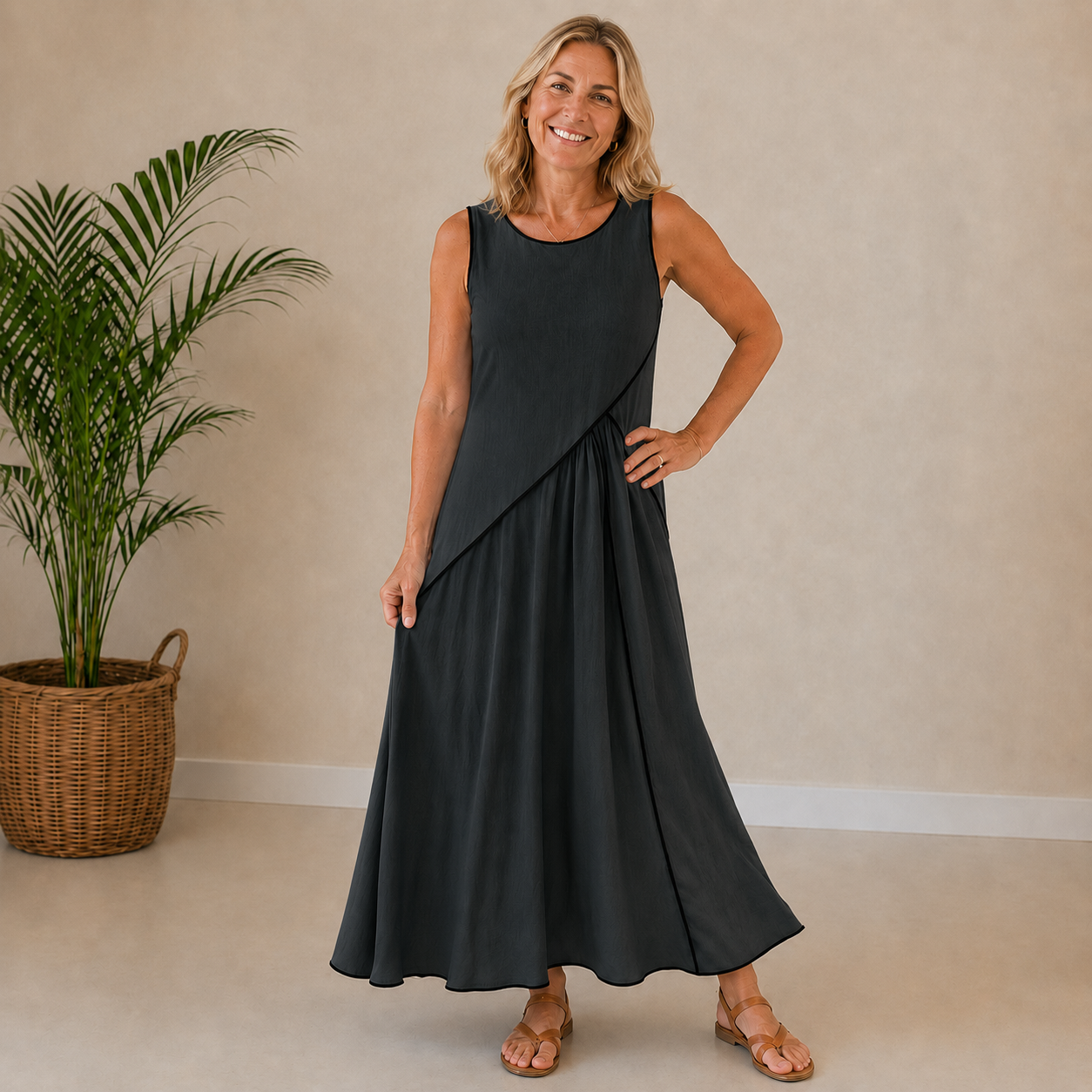 Thea | Contrast Detail Maxi Dress