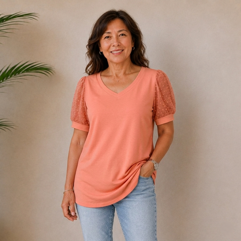 Paige | Dotted Sleeve Top