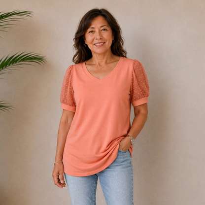 Paige | Dotted Sleeve Top