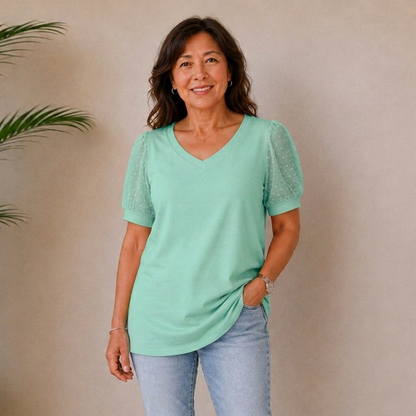 Paige | Dotted Sleeve Top