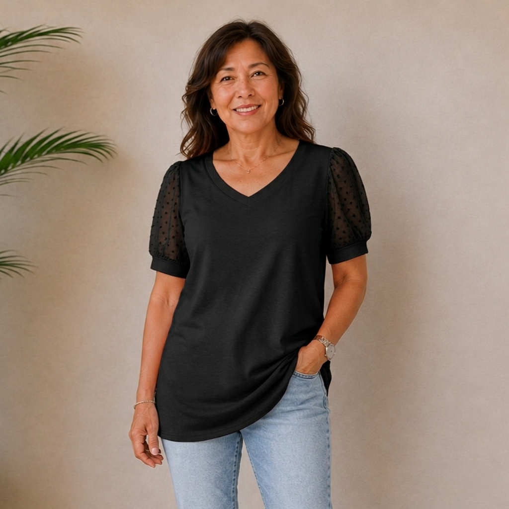 Paige | Dotted Sleeve Top
